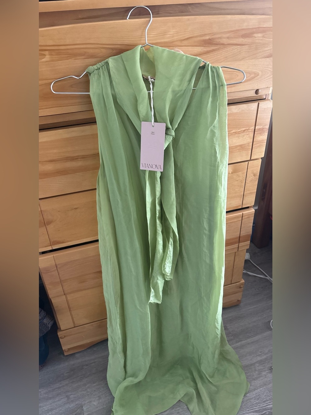 Vianova Light Green Sleeveless Maxi Dress